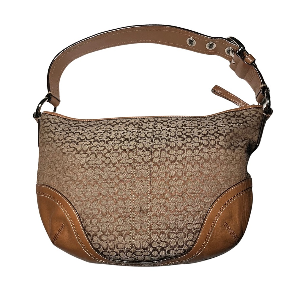 Coach Signature Hobo Tan Beige Shoulder Bag Handbag Purse F10923